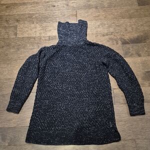 Roots Black with White Fleck Speckled Knit Turtleneck